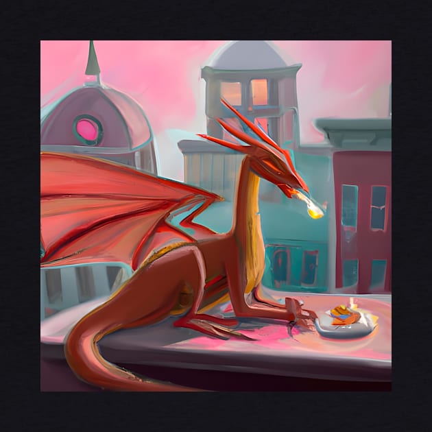 Red Dragon Eating Cake by druidwolfart